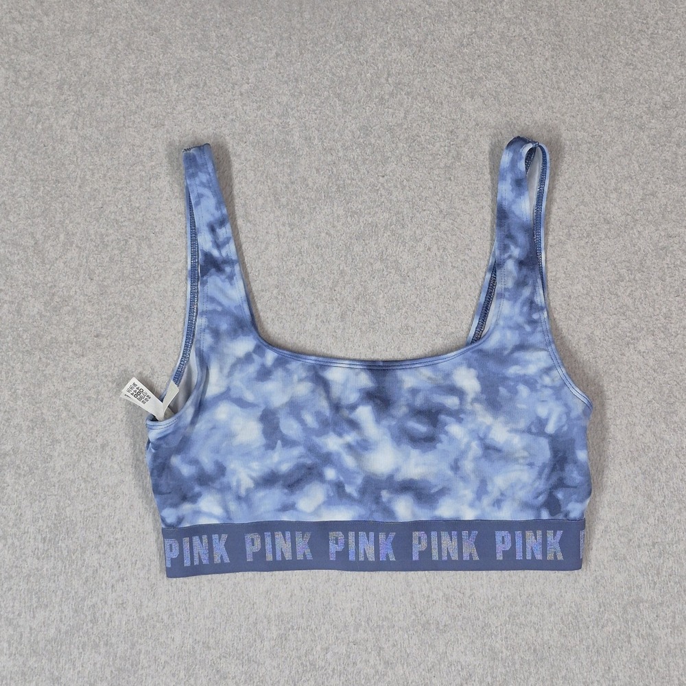 Victoria's Secret PINK Women Sports Bra M Blue Tie Dye Ultimate Unlined Wireless